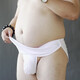 Men's Crotch Thong Ice Silk Fat Bear Large Size Boxer Two-in-One Low Waist T-Back Briefs SDH334 White XXL (85-100kg recommended)