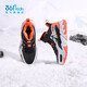 361 Children's shoes for boys and girls, plus velvet and thickened warm cotton shoes, new winter products for middle and older children, casual and fashionable cotton shoes, carbon black/magma orange/water clear gray 35