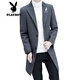 Playboy (PLAYBOY) men's windbreaker new autumn and winter woolen coat men's Korean style trendy cotton thickened youth woolen coat men 988 black XL XL (recommended 125-140Jin Jin equals 0.5 kg)