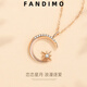 Fantimo Light Luxury Necklace for Women 18k Gold Inlaid with Moissanite Star and Moon Pendant Temperament Colored Gold Clavicle Chain 18k Gold Star and Moon Necklace SF Express+ Brand Gift Box