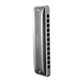 Hole Sound 12 Holes Total Scale Blues Armonica EZ12 Tuning Beginner Blues armónica Adulto Profesional Performance Nivel 12 Agujeros D-Tuning Silver [con bajo 4/6]