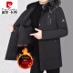 Piercadan Winter Fox Fur Fur Collar Chaqueta de ganso de ganso de ganso de mediana edad para hombres Engrasado con capucha, chaqueta de longitud media de gama alta para hombres, negro L12189 170 (110-125Jin [Jin es igual a 0,5 kg])