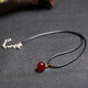 Qixuan beeswax bead clavicle chain chicken oil yellow old honey amber pendant burgundy blood amber clavicle necklace women's neck chain pendant 20mm red blood amber bead pendant + black leather rope