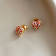 DL 1998 Fat Donglai same style gemstone earrings colorful treasure temperament purple red colorful love zircon for women small exquisite fashion small exquisite full diamond love earrings / 925 silver needle pair