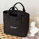 Pengjing canvas handbag canvas bag large capacity simple office worker students versatile work lunch box mommy bento new style simple small square bag [classic black]
