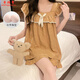Xiangyaxin mit Brustpads Pyjamas für Frauen im Sommertag Student Hosentort Shorts süß und niedlich farbige Mädchen Dünne Heimkleidung Set 9906 Schwarzer Plaid L 95-115jin [Jin ist 0,5 kg]