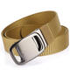 VANLUNTALU canvas belt men's automatic buckle braided tactical belt youth outdoor casual simple and versatile trendy jeans belt Chinese silver military green cloth belt 120cm
