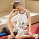 Zimu Yaju Summer Pajamas Women's Summer 2022 new pure cotton sleeveless vest suspender large size home clothing set summer vest women WJ9856 XXL code [125-140Jin [Jin equals 0.5 kg]]