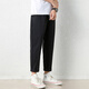 Jewish casual pants for men in summer new loose ice silk straight sport nine-point pants for men conical Korean style trendy trousers 9904 black 2XL