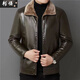 Chaoyunyue winter middle-aged men's velvet thickened leather jacket, dad's warm leather jacket, middle-aged and elderly winter clothes, grandpa's outfit, brown fur one piece 2XL 185/104A recommended 145-160Jin Jin equals 0.5 kg