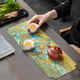 Han and Tang waterproof tea mats, home living room coffee table, tablecloth, tea towel, tea tray mat, Chinese Zen table flag, tea ceremony accessories, Qianli Jiangshan double-sided tea mat (48*18cm)