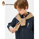 Hush Puppies children's clothing for children and boys spring and summer new moisture-absorbent and quick-drying long-sleeved shirts, thin, stretchy, fashionable and textured shirts, navy blue 155 cm (half a size too large)