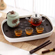 Tiannan Brothers household simple tea tray tea cup tray rectangular modern small living room water storage plastic water cup drain tray thickened large walnut color