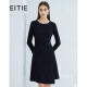 EITIE autumn new style shopping mall with the same fashion temperament commuting simple waist slimming long-sleeved A-line dress 6407117 blue 3136/S/155-80A