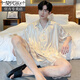 Modal pajamas men's summer ice silk short-sleeved thin summer men's imitation silk summer style can be worn outside home clothing suit [ice silk] S1371 men L