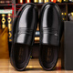 Dragonfly brand leather shoes men's toe-layer cowhide business casual shoes men's tendon sole genuine leather soft sole non-slip middle-aged and elderly dad shoes black 43