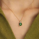 Junkiss 18K gold emerald sugar cube necklace green gemstone diopside pendant clavicle chain gift for girlfriend fine real gold 18K gold green gemstone diamond pendant (single pendant