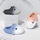 LATE TIME gradient shark children's cotton slippers for boys in winter new non-slip and warm girls' parent-child woolen cotton slippers winter white blue inner length 22cm 220 suitable for feet 34-35