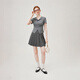 Fan Silann Sweet Hot Girls Flocking Bow Knited Camiseta 2024 Summer NUEVA LOPE SLIM 12529 GRIS XS