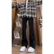 Männliche figure schwarze Seite Reißverschluss Jeans Herbst und Winter Casual Hosen Herren-amerikanische Hauptstraße Nippe No-Beine leicht ausgestellte Hosen Y9216 Schwarzer regulärer XL