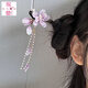 Miande hairpin original national style ancient style daily updo new Chinese style glazed hairpin Hanfu cheongsam headdress Taoyao-light pink with tassels