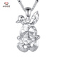 Aido Diamond pt950 Platinum Rabbit Pendant Women's Fashion Platinum Shining Multi-faceted Craft Pendant Pendant 2.9-3.1g + Delivery Silver Chain