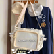 Winadon College Style Simple and Versatile Crossbody Bag Large Capacity Class Postman Bag Women's Transparent Bar Sheet Bag Pain Bag Off White (without pendants)