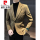 Pierre Cardin Deerskin Suit Jacket Men's 2024 New Spring and Autumn Business-Sense Fashion Casual Suit Jacket Men Brown 2XL