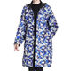 Guiren Xiong velvet thickened smock, warm coat, men's and women's work clothes, waterproof and oil-proof camouflage long coat, kitchen long-sleeved labor insurance suit, blue floral (with hood), large size (160-200)