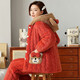 Modal pajamas for women in winter thickened and plush three-layer cotton coral velvet keep warm and hooded new home clothing set 6630 red 2XL 140-160Jin [Jin equals 0.5 kg]