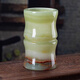 Qintinglanjing Natural Jade Largegröße Pinselhalter Ornament Study Office Dekoration Geschenk Chinesischer Stil Herren-Promotion Geschenk Bambus Flasche Stifthalter mit Messingbasis-B12802