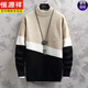 Hengyuan Xiangchao winter half-turtleneck sweater for boys, teenagers, velvet, junior high school students, high school students, woolen sweaters, thickened sweaters, blue A, thick style without velvet L
