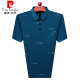 皮尔卡丹（pierre cardin）桑蚕丝短袖t恤男夏季翻领有口袋中老年冰 丝polo衫爸爸装父亲节礼 719翻Z【哈青】【短】 190/100A 4XL建议180-200斤