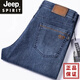 JEEP SPIRIT high-end jeans for men straight loose 2024 spring and autumn new middle-aged large size deep crotch winter thickened men's pants new black 679 thick 30