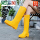 
CARTELO Japanese high-tube rain boots for women, fashionable outer wear-resistant non-slip waterproof wear-resistant rubber shoes for sea kitchen long tube soft bottom rain boots 689 women's rain boots blue 37