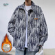 
RLZN Fatty Large Size Tie Dye Small Flavor Jacket Men's Spring and Autumn Plus Large Size Fashionable Brand Loose and Slim Lapel Student Jacket J683J Plus Fleece Black 3XL180-200Jin[Jin equals 0.5 kg]