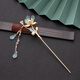 Hanfu hairpin removable long tassel metal lotus step shake lotus hairpin for women's hair super fairy hairpin lotus hairpin blue one