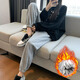 JOYNCLEON maternity pants winter velvet outer sweatpants belly support large size sports casual pants gray xL Jyk101848