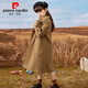 Pierre Cardin Girls' Woolen Coat with Cotton Children's Woolen Coat Mid-Length Autumn and Winter New Style for Big Children Western Girls Prep Style Milk Tea Color 120cm