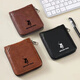 Louyide Herren Reißverschluss vielseitiger Männer Kurzerbrieftasche Multifunktionskartenbeutel Reißverschluss Führerschein Deckungsabdeckung Wallet Anti-Diebstahl-Pinsel/Reißverschluss Modell [Shen Coffee] Retro-Stil