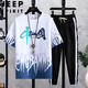 JEEP SPIRIT Summer Teen Short Sleeve T-shirt Men 2025 New Style Boys Fashion Handsome High School Junior High School Student Sports Set 683 Black (Single Short Sleeve) 2XL