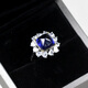 Fat Donglai's same style tanzanite sapphire sugar tower ring, luxury inlaid tanzanite blue moissanite diamond ring for women, fashionable large (main stone 10*10mm) live and adjustable