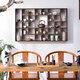 
YWZR Bo Ancient Shelf Solid Wood Chinese Wall-mounted Wall Solid Wood Duobao Pavilion Tea Cup Shelf Teapot Tea Set Storage Wall Heavy-burning Special-shaped 4839 grid Large size