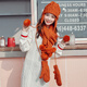 Kwoz hat scarf gloves three-piece set for female winter student cute Korean style trendy plus velvet warm birthday Christmas gift caramel color (gift bag)