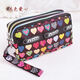 Mangcang three zipper fabric wrist clutch bag women fashion versatile cartoon student bag long change key mobile phone bag style love