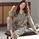 Modal Pyjamas Frauen langärmelter Frühlings- und Herbst Winter-Strickjacken großer Größe Lose Mutter im mittleren Alter und dünnen Sommerset C9272 Bohnenpaste Pulver M Größe (Empfohlen 80-100 Jin [Jin entspricht 0,5 kg]))