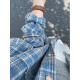 Pei Shiyan blue grinding plaid shirt men's long-sleeved autumn and winter plus velvet thickened American retro commuter style shirt jacket c9734 red plaid plus velvet M 95-115Jin [Jin equals 0.5 kg] can be worn