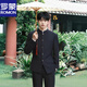 ROMON New Chinese style tunic suit, Chinese style stand collar loose suit suit for men's wedding and engagement, Chinese style high-end black jacket + pants XL