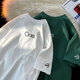 Camiseta Dingfengbaoluo Camisa de base de base de verano de manga corta Tops bordados Versátiles Versátiles DF085 Dark Green 2XL