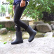 Soogree Regenstiefel nicht rutschfeste wasserdichte mittel- und hohe Röhrchen Regenstiefel im Freien im Freien im Freien, resistente Regenfeste erwachsene Wasserschuhe Männer und Frauen Universal Black Black 260mm Größen 41-42